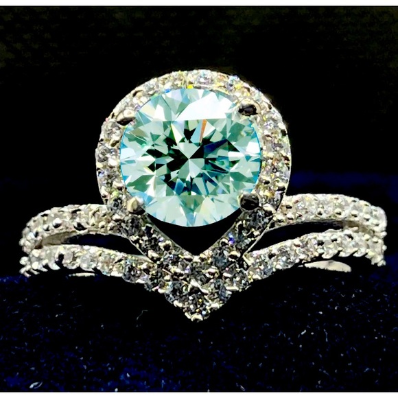 MARIAS 🤍💌LUX 💎BRIDAL 👰♀️EWELRY💍 Jewelry - 3.52 Ct Vvs1 +Ice Blue White Moissanite Diamond Silver Engagement RING Size 7